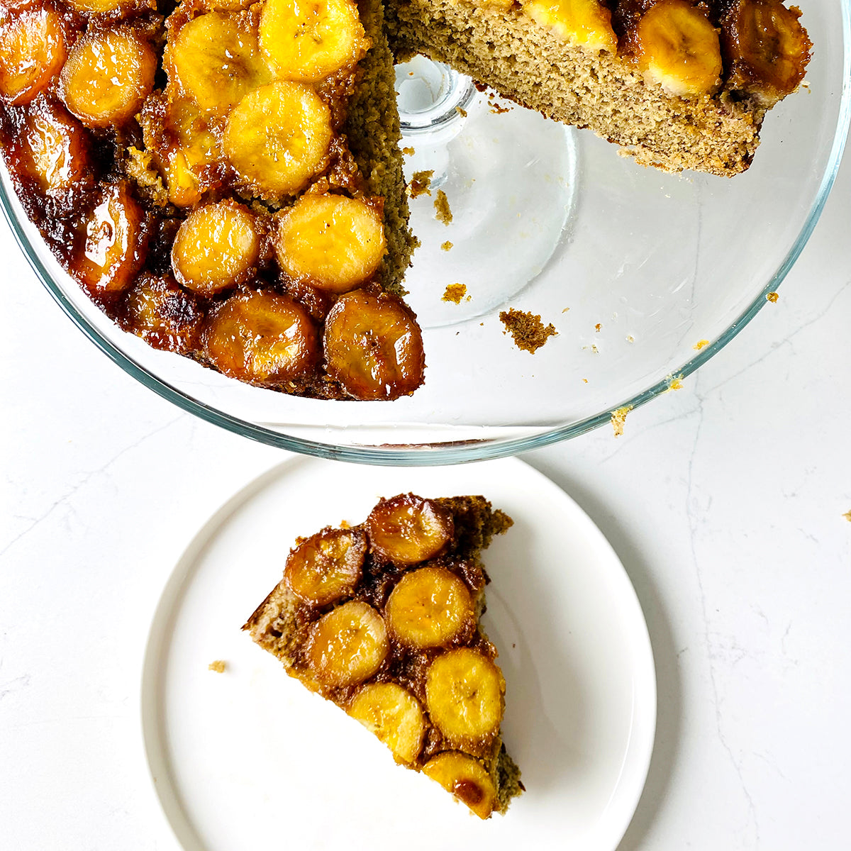 Gluten Free Banana Upside Down Cake without Nuts